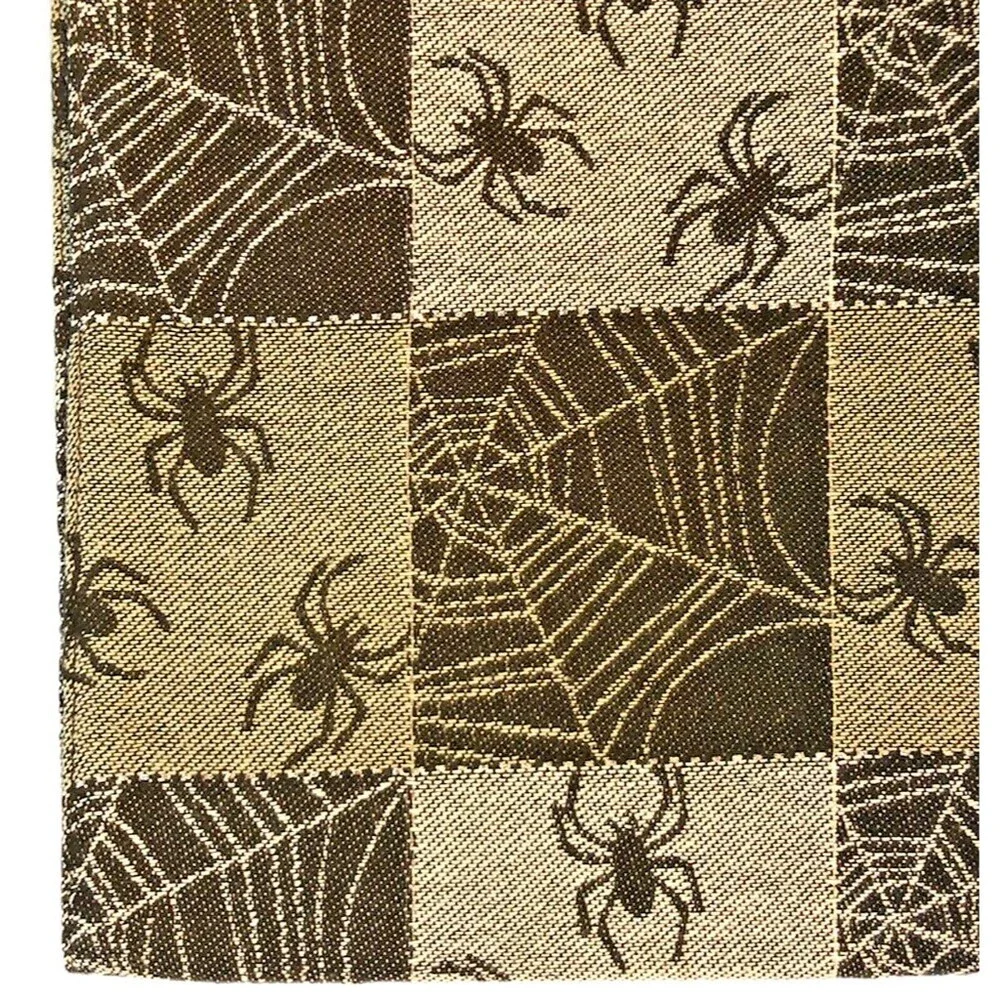 Nantucket Halloween Table Runner Black Gray Spider Webs Spooky Scary 14x36